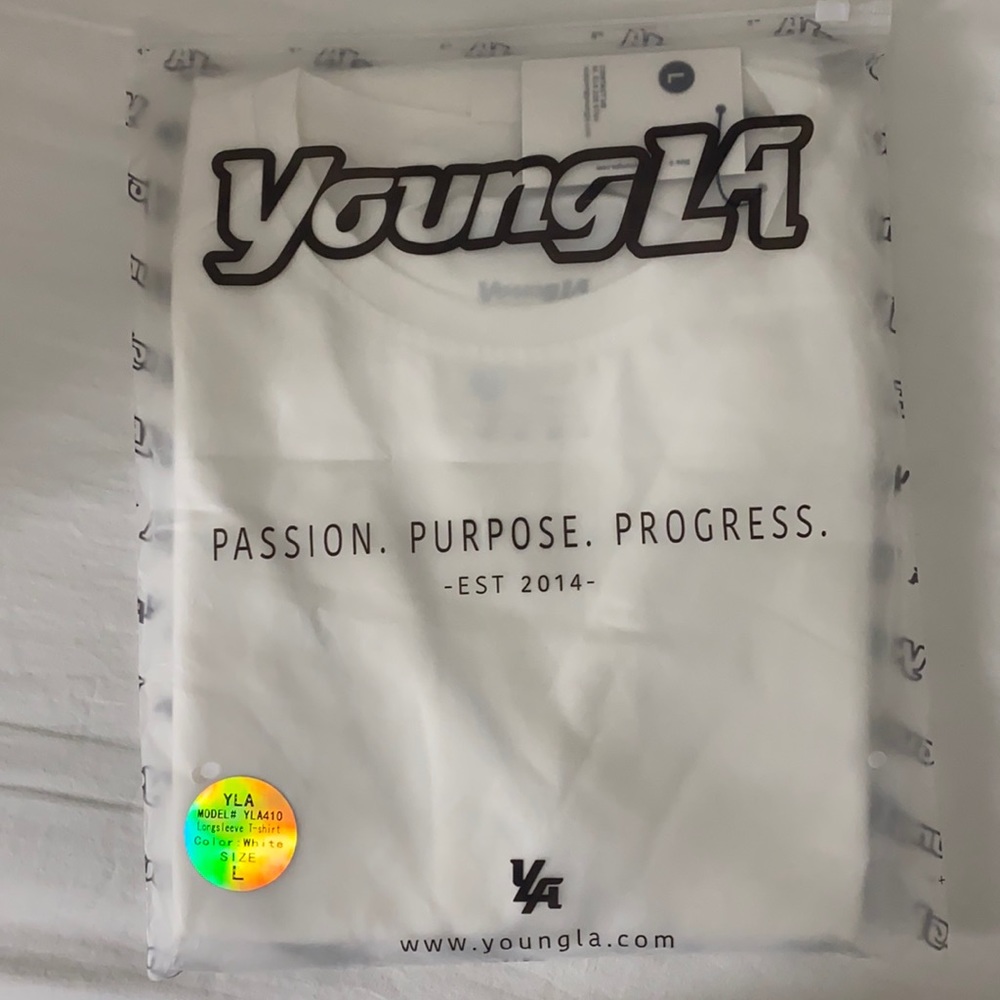 YoungLA long sleeve white shirt, size large